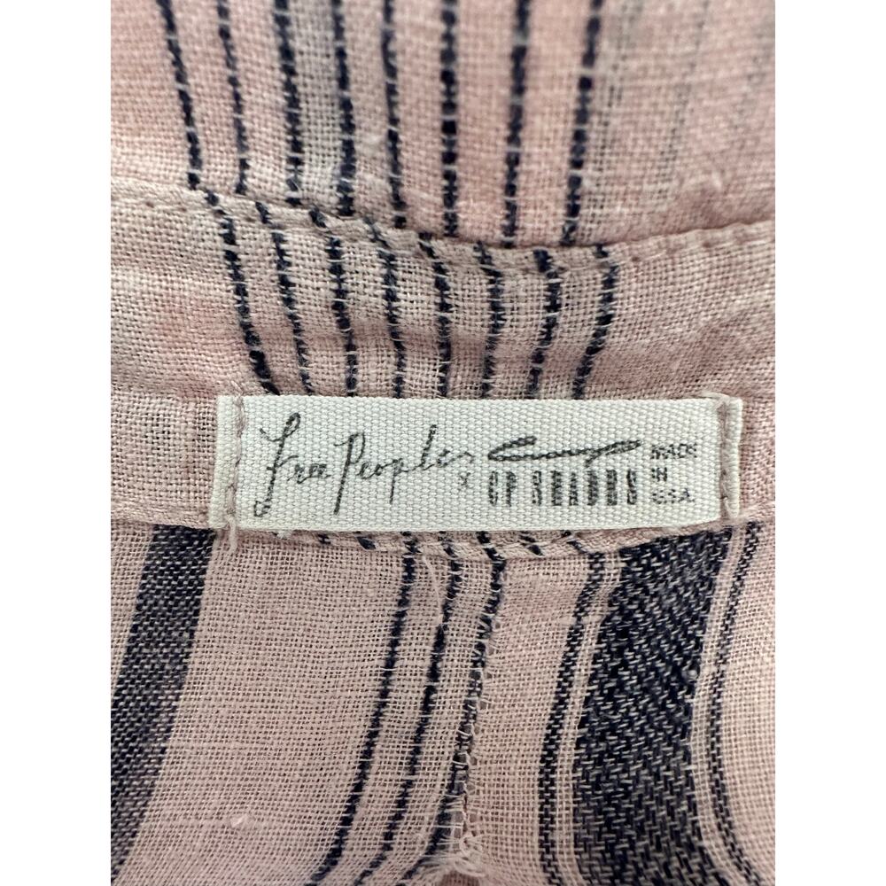Free People - Ruffle Front Shirt - Extra Large (pink/denim stripe color) - Picture 12 of 15